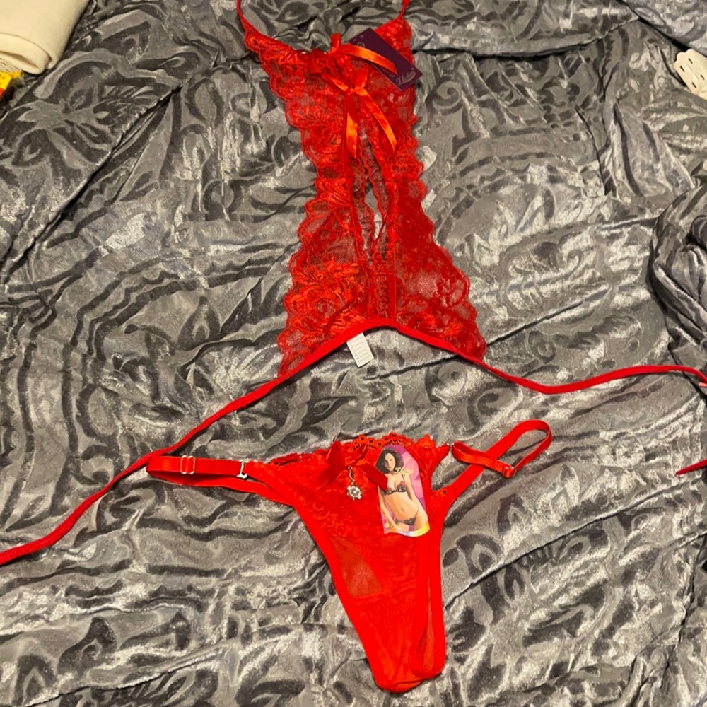 Crotchless panty and thong set